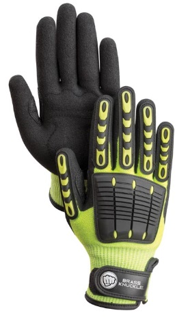 Brass Knuckle Smart Shell, ASTM cut level 4 Impact Glove, Dorsal TPR padding, Nitrile Palm. - Impact